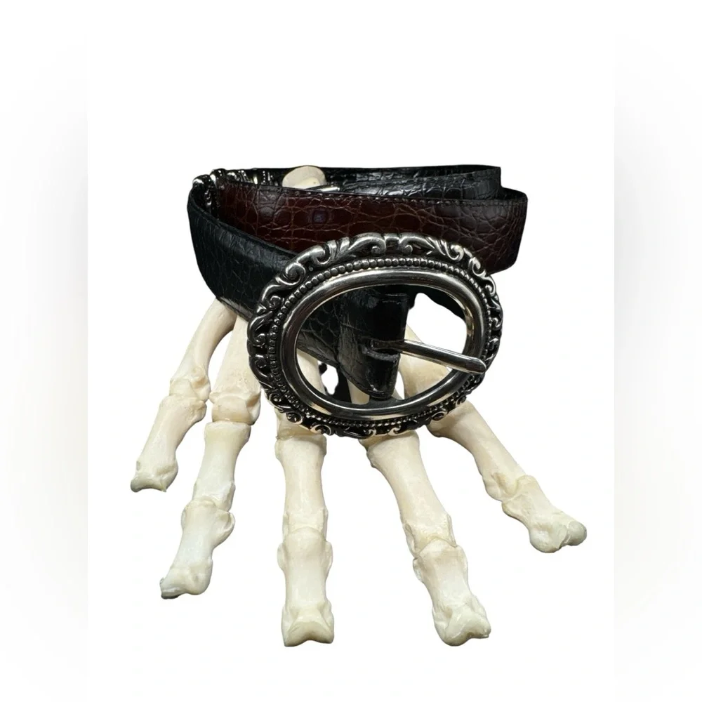 Vintage Southwest Concho Textured Two Tone Ombre Reptile Leather Belt SM